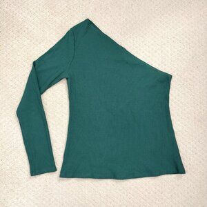 Reformation One Shoulder Asymmetrical Green Long Sleeve Top Women’s Size Large